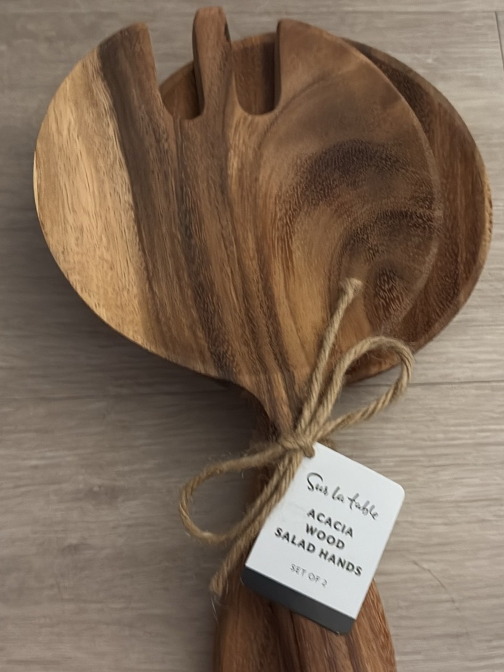 Sur La Table Acacia Wood Salad Hands – Natural Brown (Set of 2)